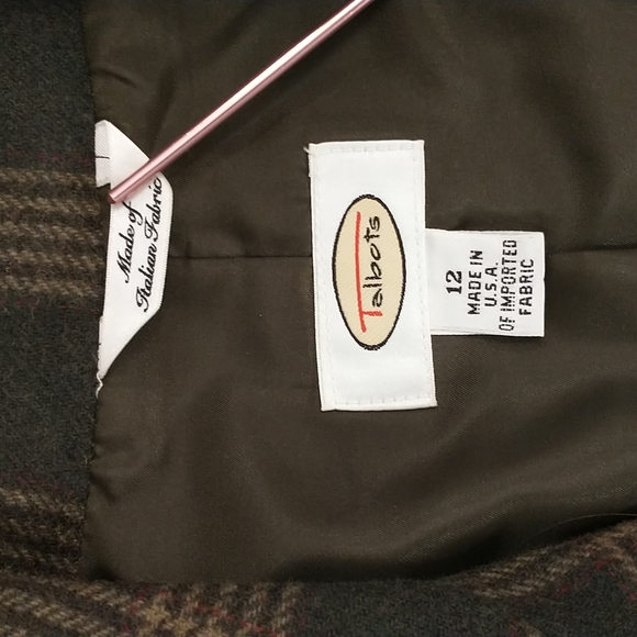 USA Made Wool Plaid Blazer Quality Classic Olive w Tan Tailored Sporting sz12 - Picture 8 of 12